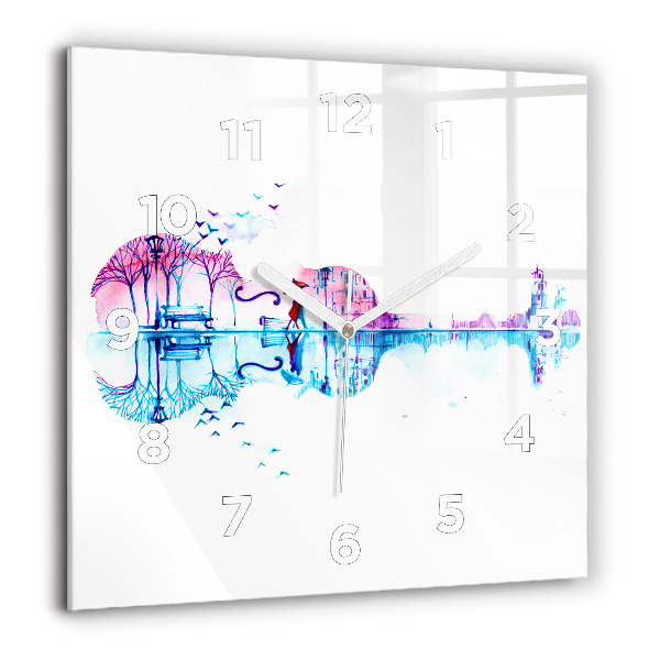 Reloj de pared cuadrado Cello Parque Lago