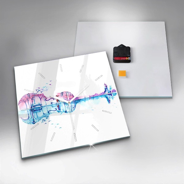 Reloj de pared cuadrado Cello Parque Lago