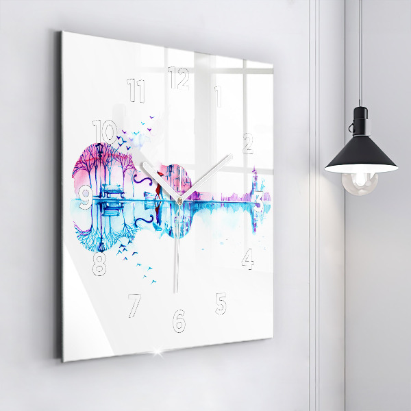 Reloj de pared cuadrado Cello Parque Lago