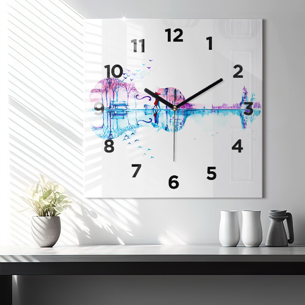 Reloj de pared cuadrado Cello Parque Lago