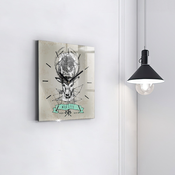 Reloj de pared cuadrado Cabeza de ciervo