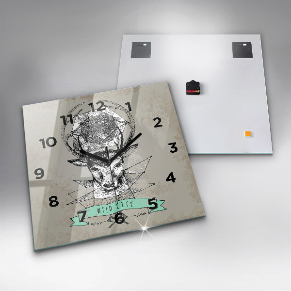 Reloj de pared cuadrado Cabeza de ciervo