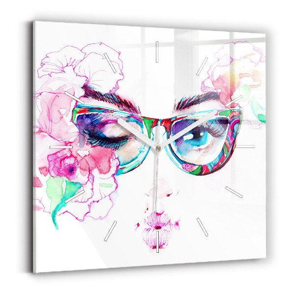 Reloj cuadrado Rostros de mujer con gafas