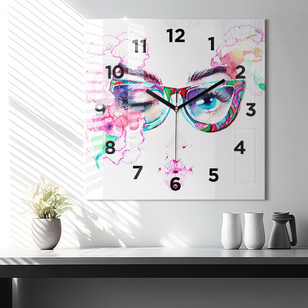 Reloj cuadrado Rostros de mujer con gafas