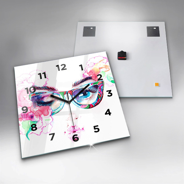 Reloj cuadrado Rostros de mujer con gafas