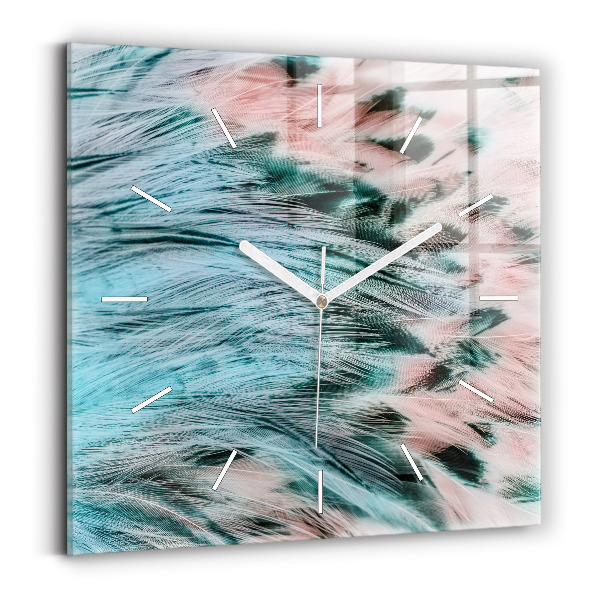 Reloj de pared cuadrado Plumas de colores