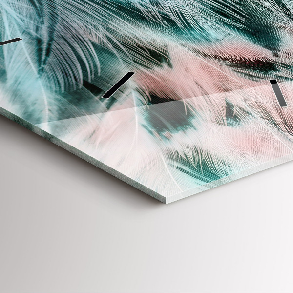 Reloj de pared cuadrado Plumas de colores