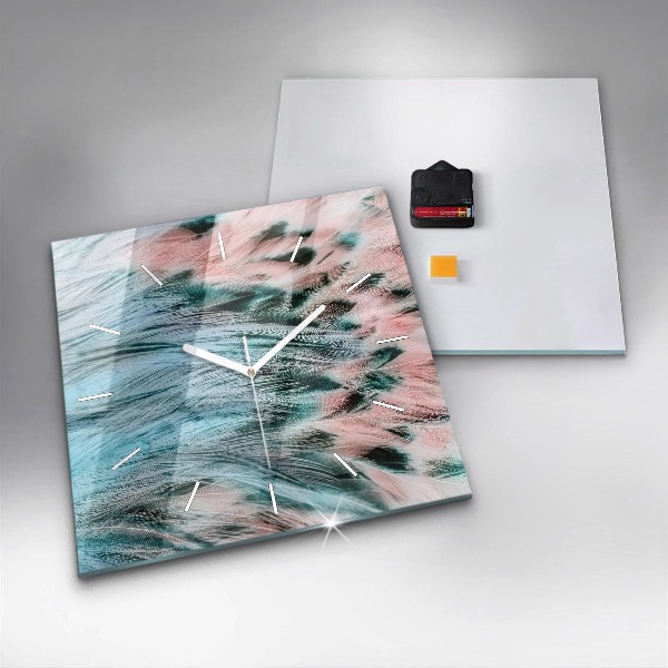 Reloj de pared cuadrado Plumas de colores