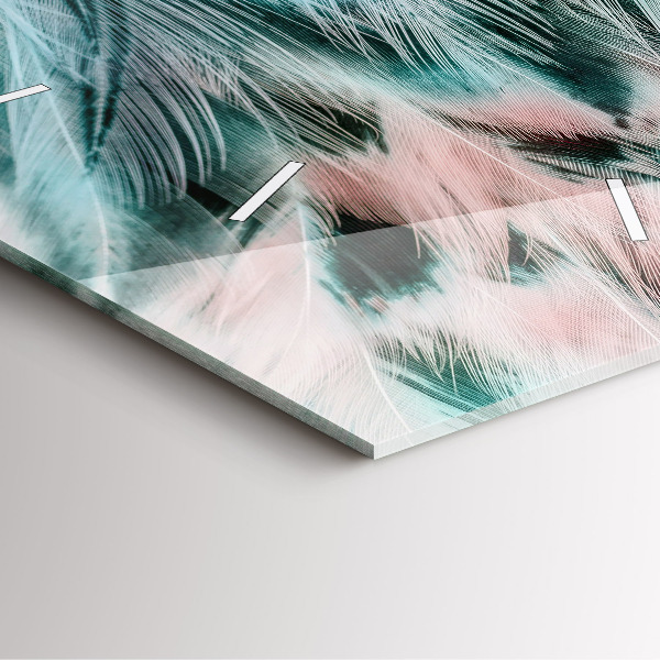 Reloj de pared cuadrado Plumas de colores