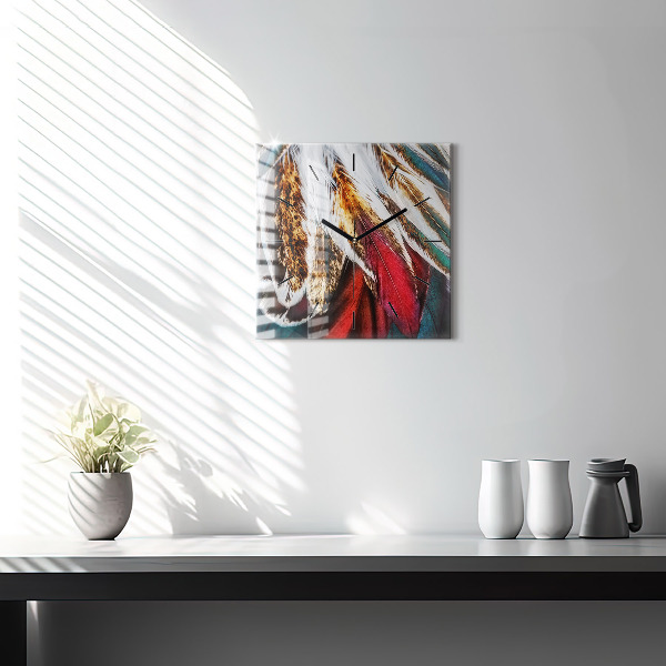 Reloj cuadrado Plumas marrón claro de un pájaro