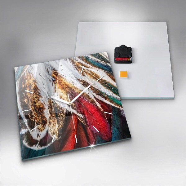 Reloj cuadrado Plumas marrón claro de un pájaro