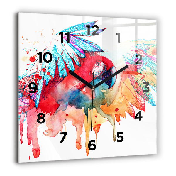 Reloj cuadrado Loro rojo de colores