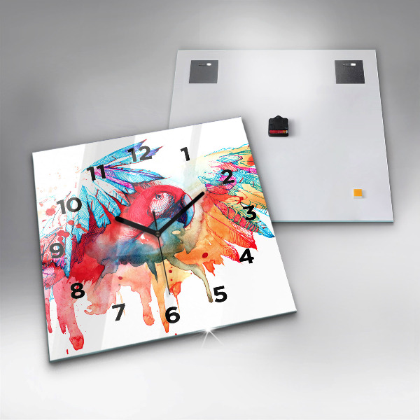 Reloj cuadrado Loro rojo de colores