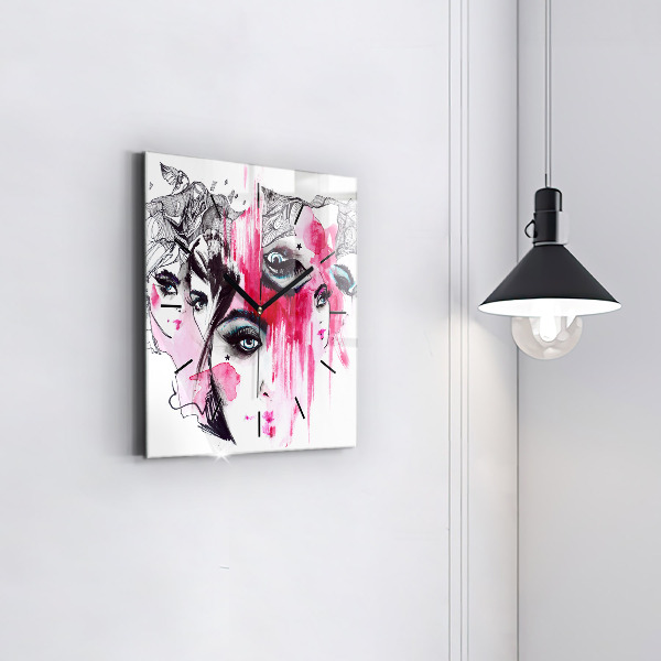 Reloj de pared cuadrado Muchas caras abstracto