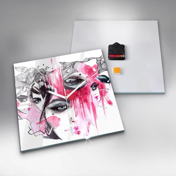 Reloj de pared cuadrado Muchas caras abstracto