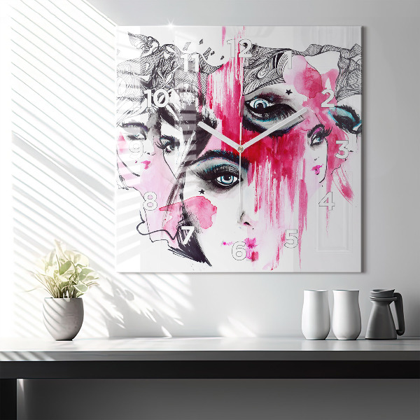 Reloj de pared cuadrado Muchas caras abstracto