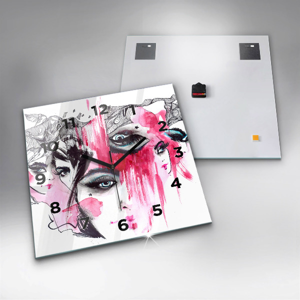 Reloj de pared cuadrado Muchas caras abstracto