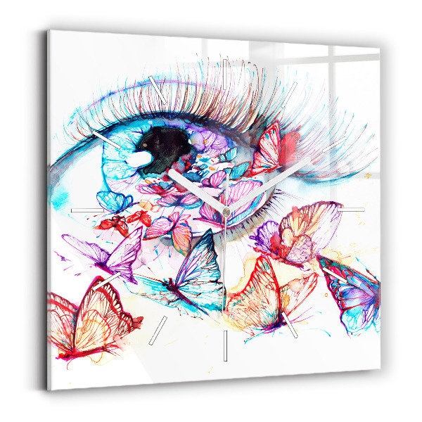 Reloj cuadrado Mariposas de ojos de colores
