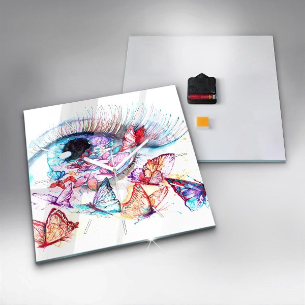 Reloj cuadrado Mariposas de ojos de colores