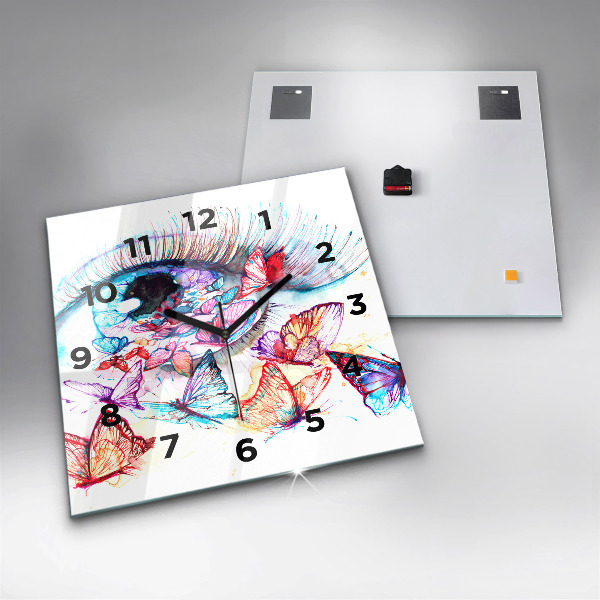 Reloj cuadrado Mariposas de ojos de colores