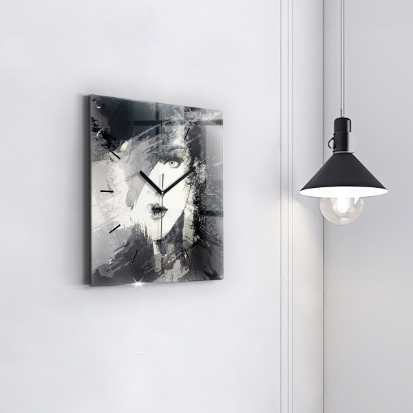 Reloj de pared cuadrado Mujer - acuarela