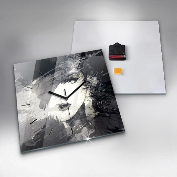 Reloj de pared cuadrado Mujer - acuarela