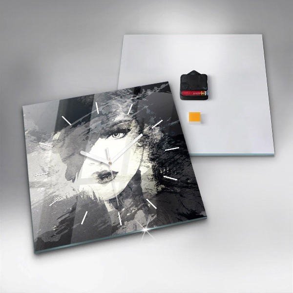 Reloj de pared cuadrado Mujer - acuarela