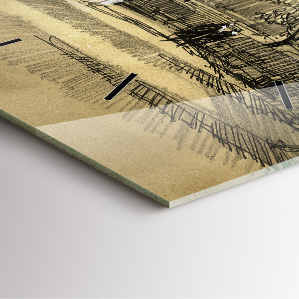 Reloj cuadrado Parque y árboles en sepia