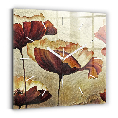 Reloj de pared cuadrado Amapolas pintadas