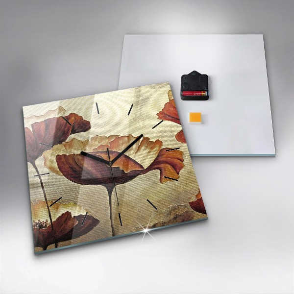 Reloj de pared cuadrado Amapolas pintadas