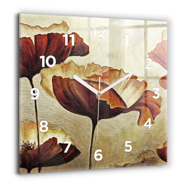 Reloj de pared cuadrado Amapolas pintadas