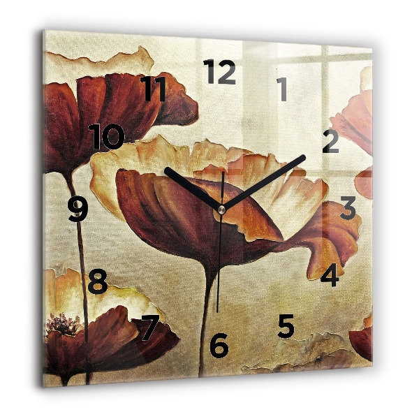 Reloj de pared cuadrado Amapolas pintadas