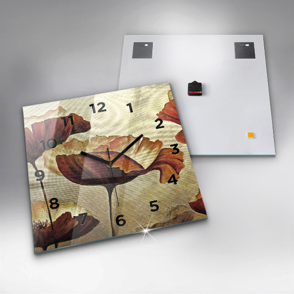 Reloj de pared cuadrado Amapolas pintadas