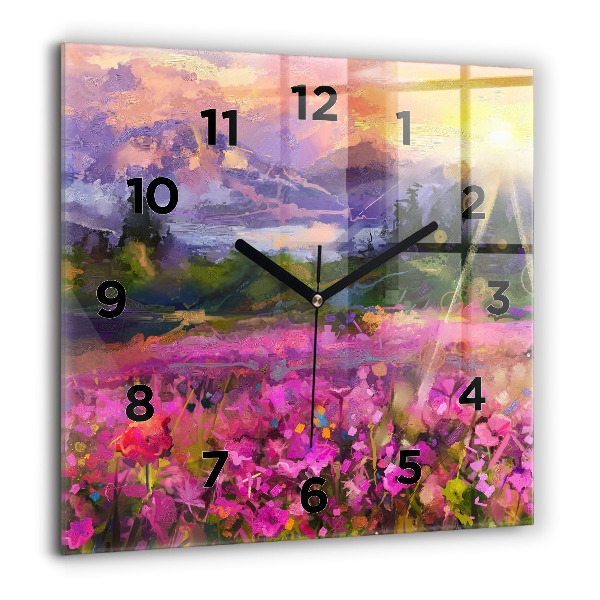 Reloj cuadrado Paisaje de naturaleza y flores