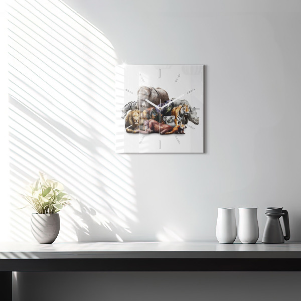 Reloj de pared cuadrado Animales salvajes