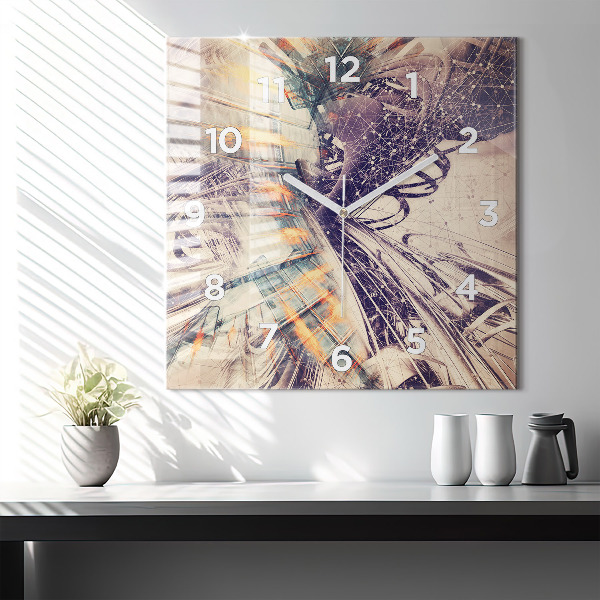 Reloj de pared cuadrado Mecanismo abstracto