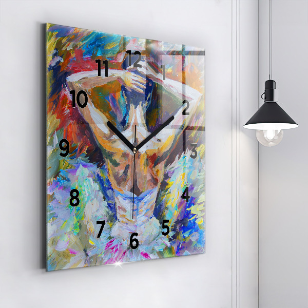 Reloj de pared cuadrado Bailarina pintada