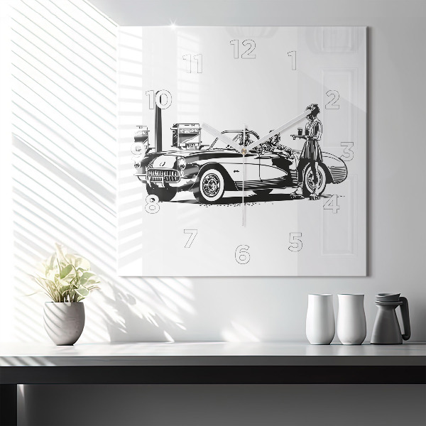 Reloj de pared cuadrado Ilustración retro