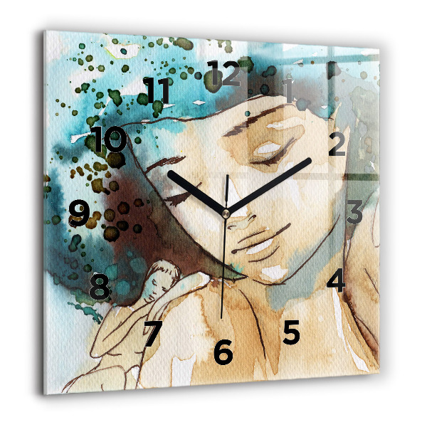 Reloj de pared cuadrado Abstracción Mujer