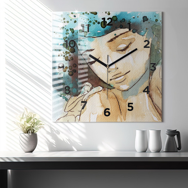 Reloj de pared cuadrado Abstracción Mujer