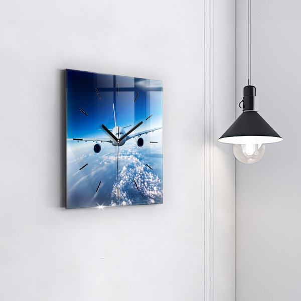 Reloj de pared cuadrado Avión Nubes