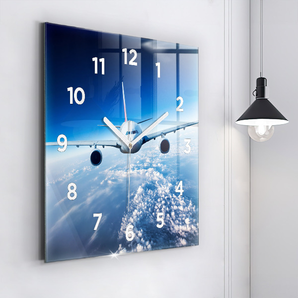 Reloj de pared cuadrado Avión Nubes