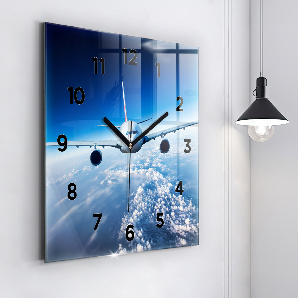 Reloj de pared cuadrado Avión Nubes