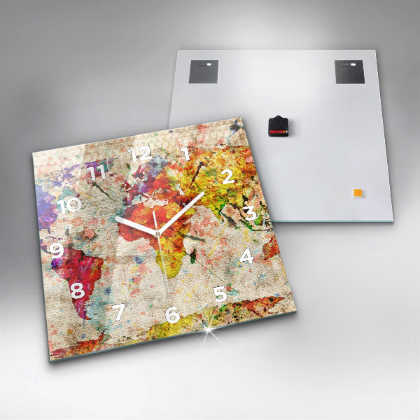 Reloj cuadrado Mapamundi de colores