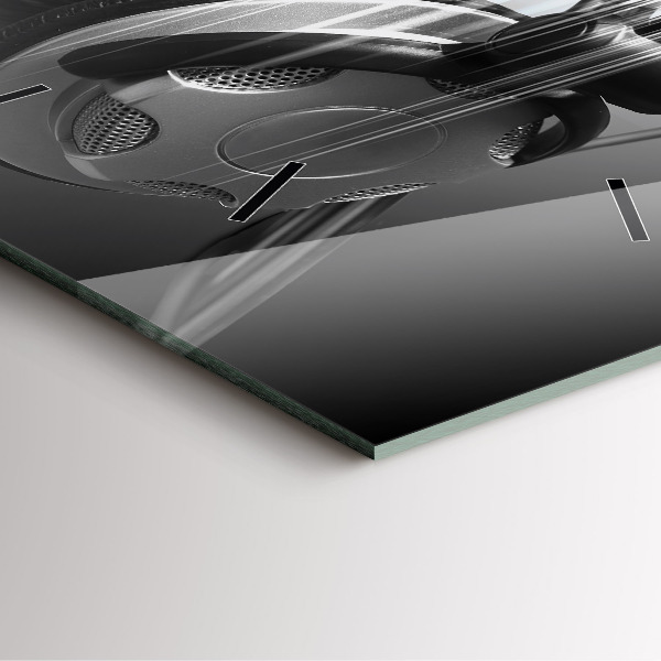 Reloj de pared cuadrado Micrófono y auriculares