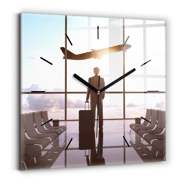 Reloj de pared cuadrado Hombre en el aeropuerto