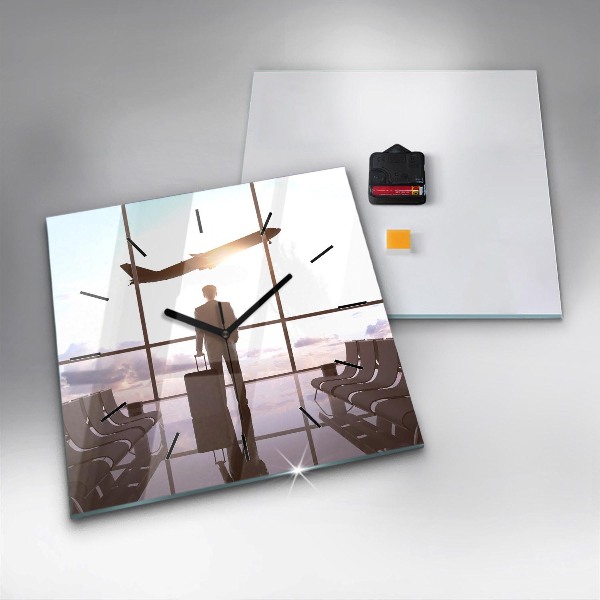 Reloj de pared cuadrado Hombre en el aeropuerto