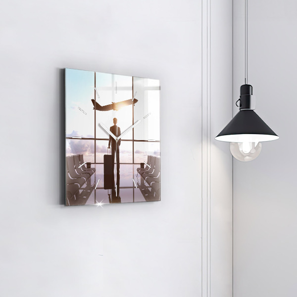 Reloj de pared cuadrado Hombre en el aeropuerto