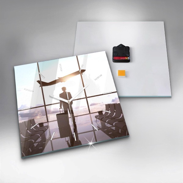 Reloj de pared cuadrado Hombre en el aeropuerto