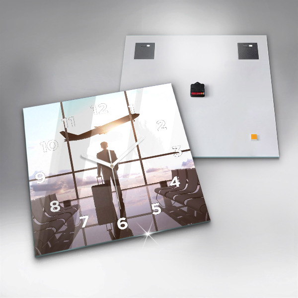 Reloj de pared cuadrado Hombre en el aeropuerto